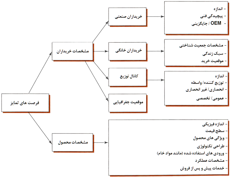 شکل مبنای بخش بندی: مشخصات خریداران و محصولات