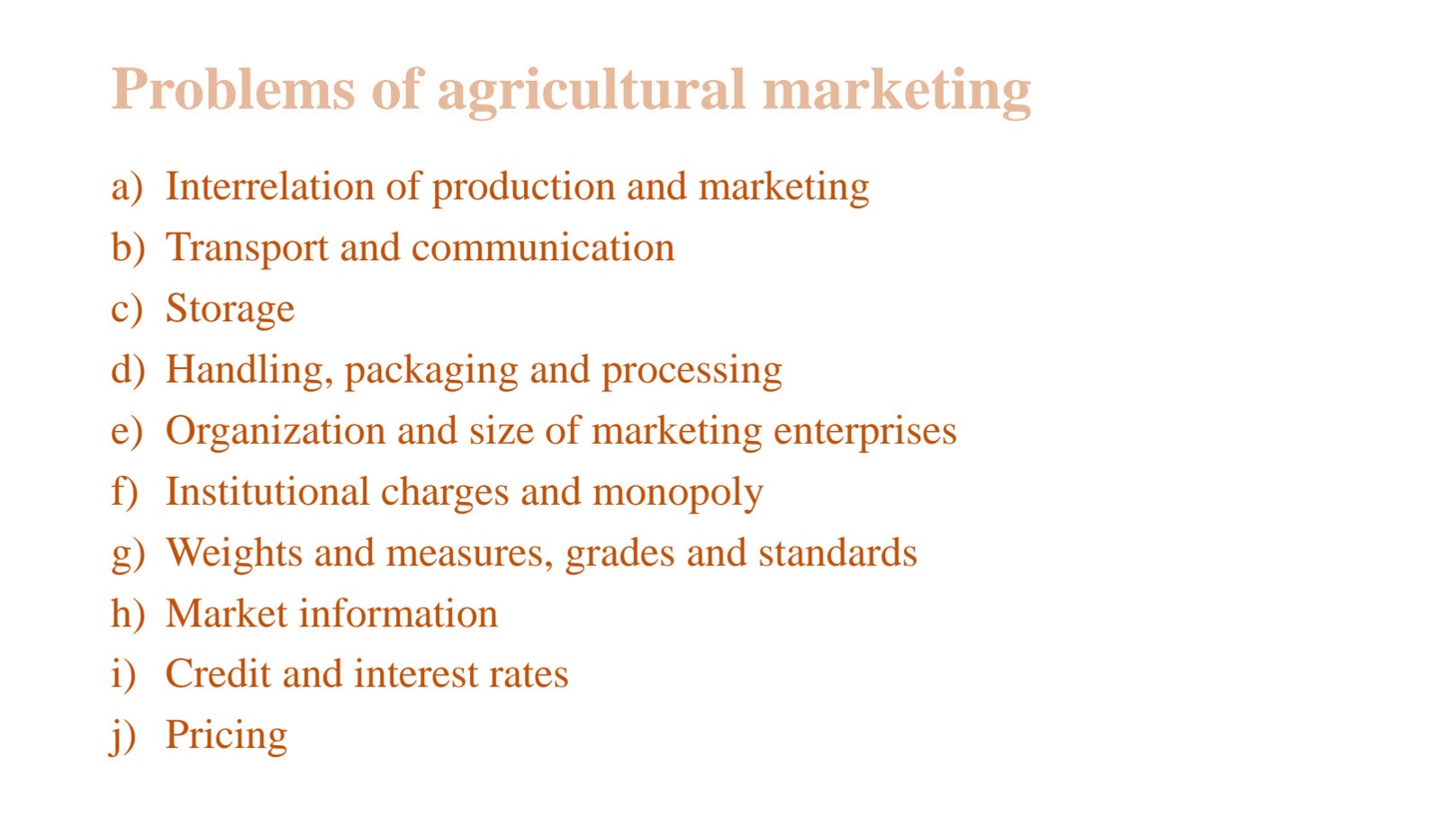 مشکلات استراتژی بازاریابی کشاورزی