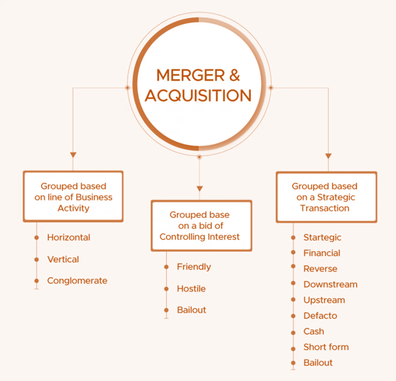 طبقه بندی انواع ادغام و تملک